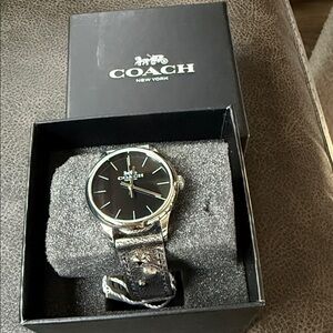 Coach Women's Watch with Black Dial and Silver Accents